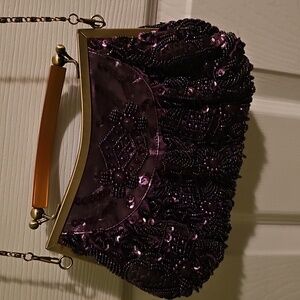 Elegant Purple Beaded Women's Bag